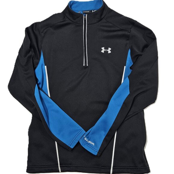 Under Armour Storm 1/4 Zip Men’s Pullover Small Black Blue Fleece - Picture 1 of 11